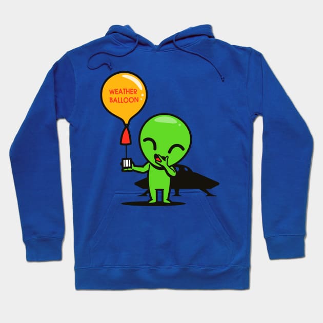 Funny Cute Kawaii Alien Weather Balloon E.T. Conspiracy Theory Cartoon Hoodie by Originals By Boggs